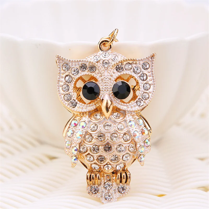 Fashion Owl Keychain Charm Animal Pendant Jewelry Handbag Purse Bag Key Ring Women Ornament Car Key Chain Gift 3 Color