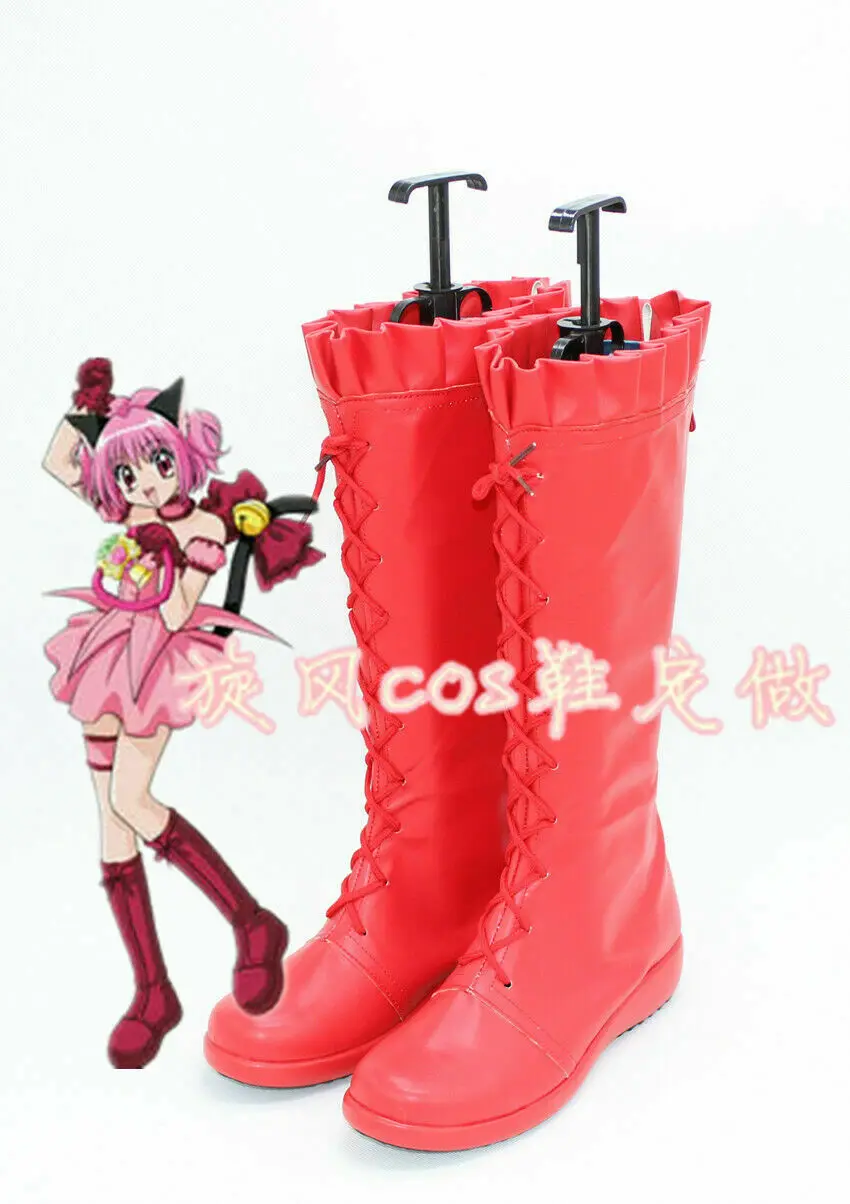 Tóquio mew mew momiya ichigo botas vermelhas cosplay sapatos botas feitas sob encomenda