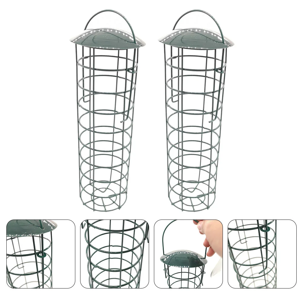 

2 Pcs Outdoor Bird Feeder Feeding Supplies Food Container Iron Pet Hanging Parrot Tool Feeders for Outdoors Squirrel