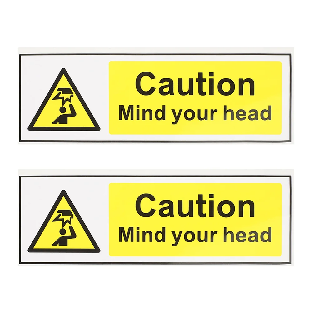 2pcs Safety Sign Self Adhesive Warning Sticker Watch Your Head Caution Decal For Low Ceiling Pvc Waterproof Wall Decor In
