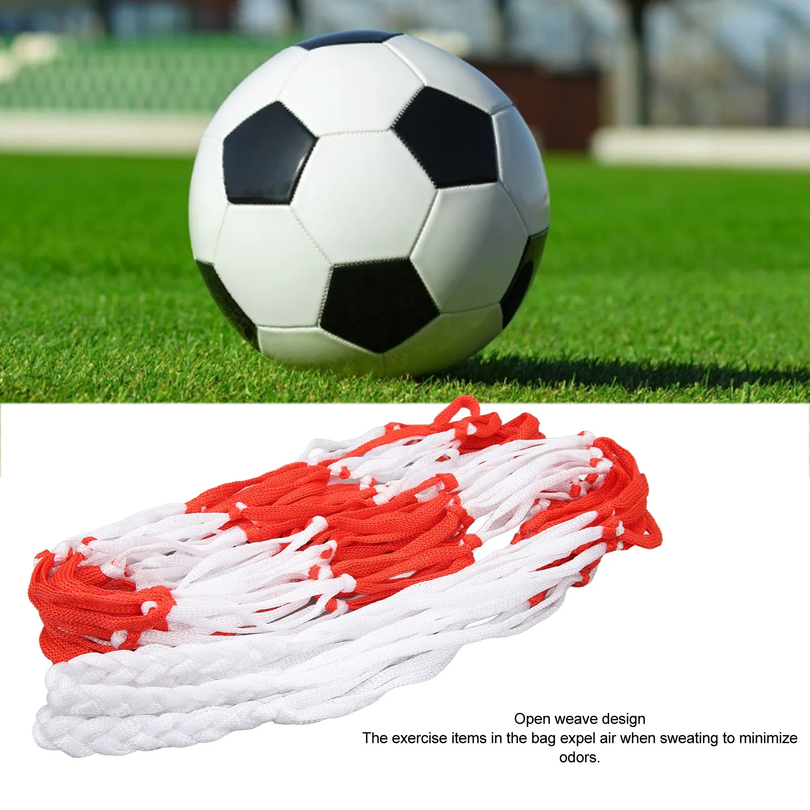 

2PCS Large Sports Ball Bag Nylon Ventilate Red And White Basketball Net Bag For Holding Basketball Volleyball Baseball