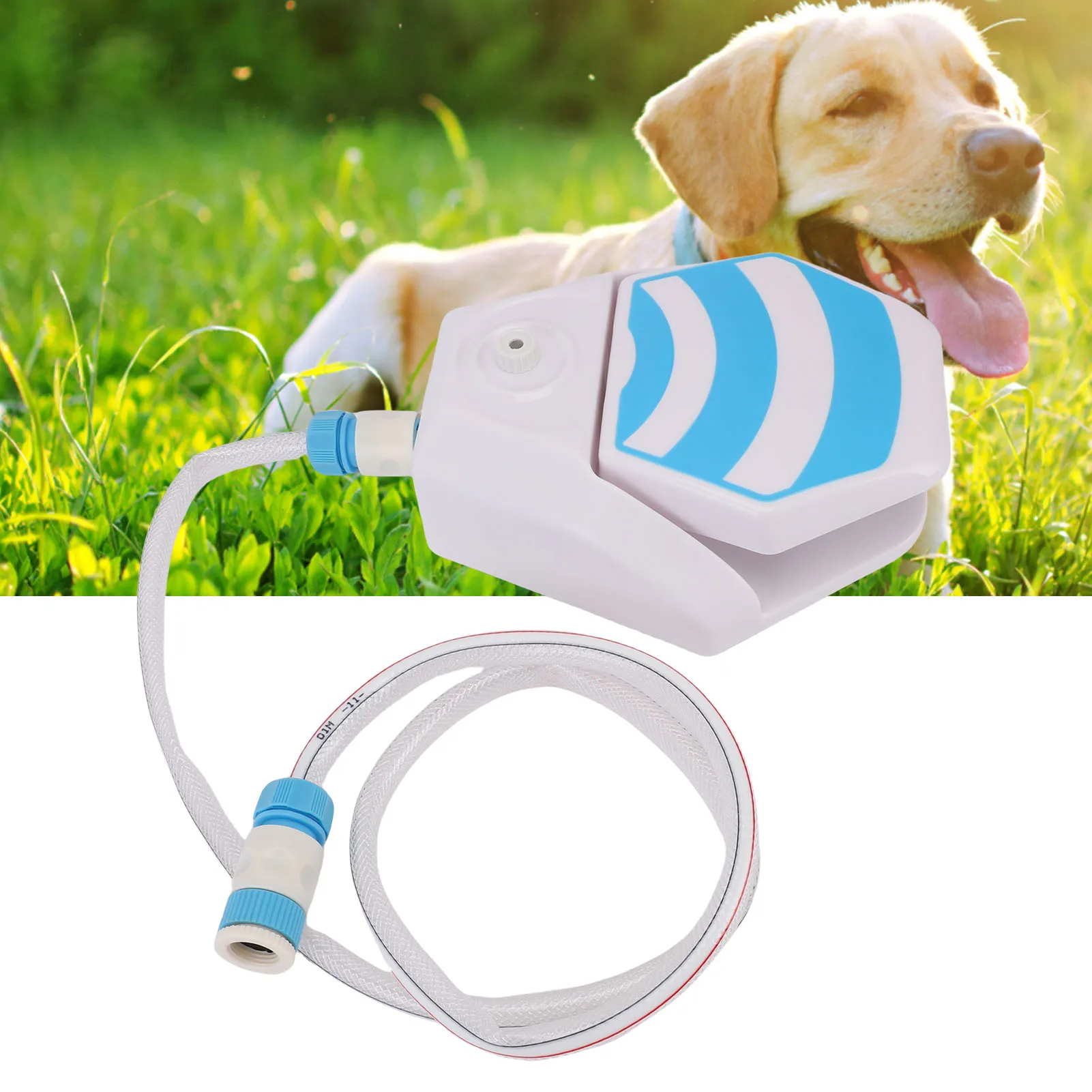 Fonte de água com pedal para cães, fonte de água com passo para cães, grande capacidade, água potável ativada para atividades ao ar livre