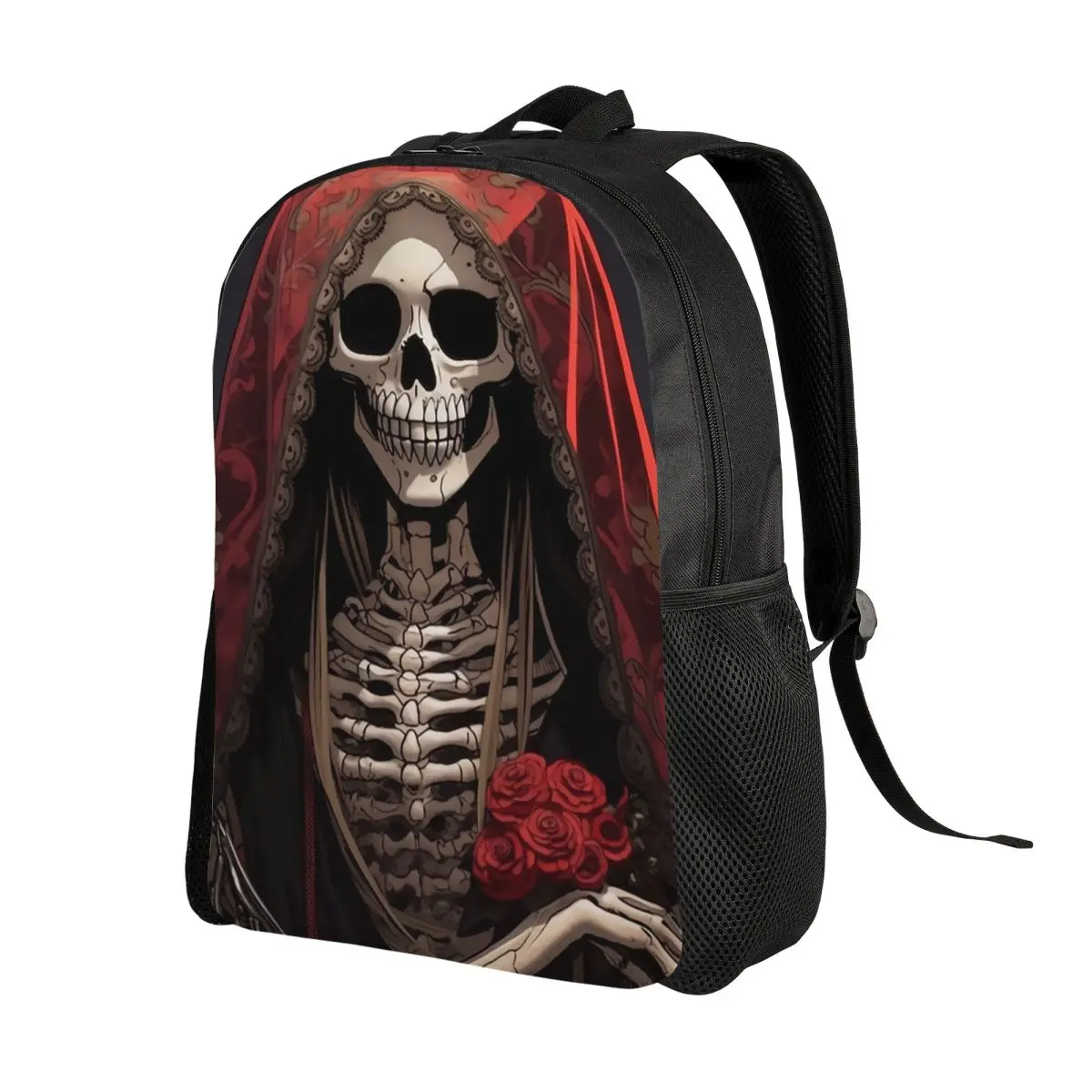 Santa Muerte Saint Death Goth Mexican Muertos Skull Backpack Daypack Large Capacity Kids BookBag School Bag Shoulder Bags