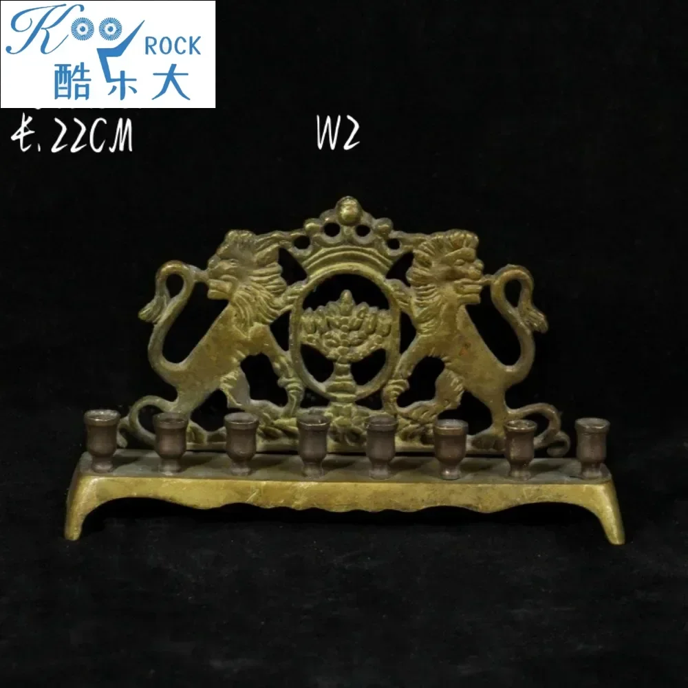 Antique Chankiah, vintage brass candle holder, decorative Hanukkah 9 branch Menorah,Single item, second-hand, old, defective