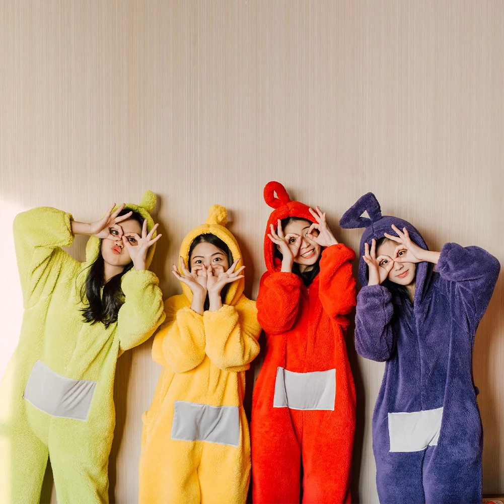 Home Set Cosplay Costume Po Lala Tinky Winky Adult Onesies Jumpsuit Christmas Pajamas Halloween Animal Sleepwear