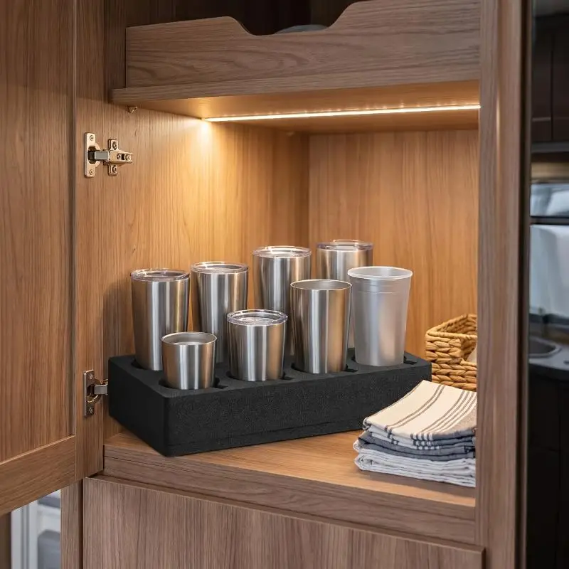 RV Cup Holder 8/13 Slot Lightweight Foam Space Saving Rack Stable Drink Mug Storage for Caravan Short Trips