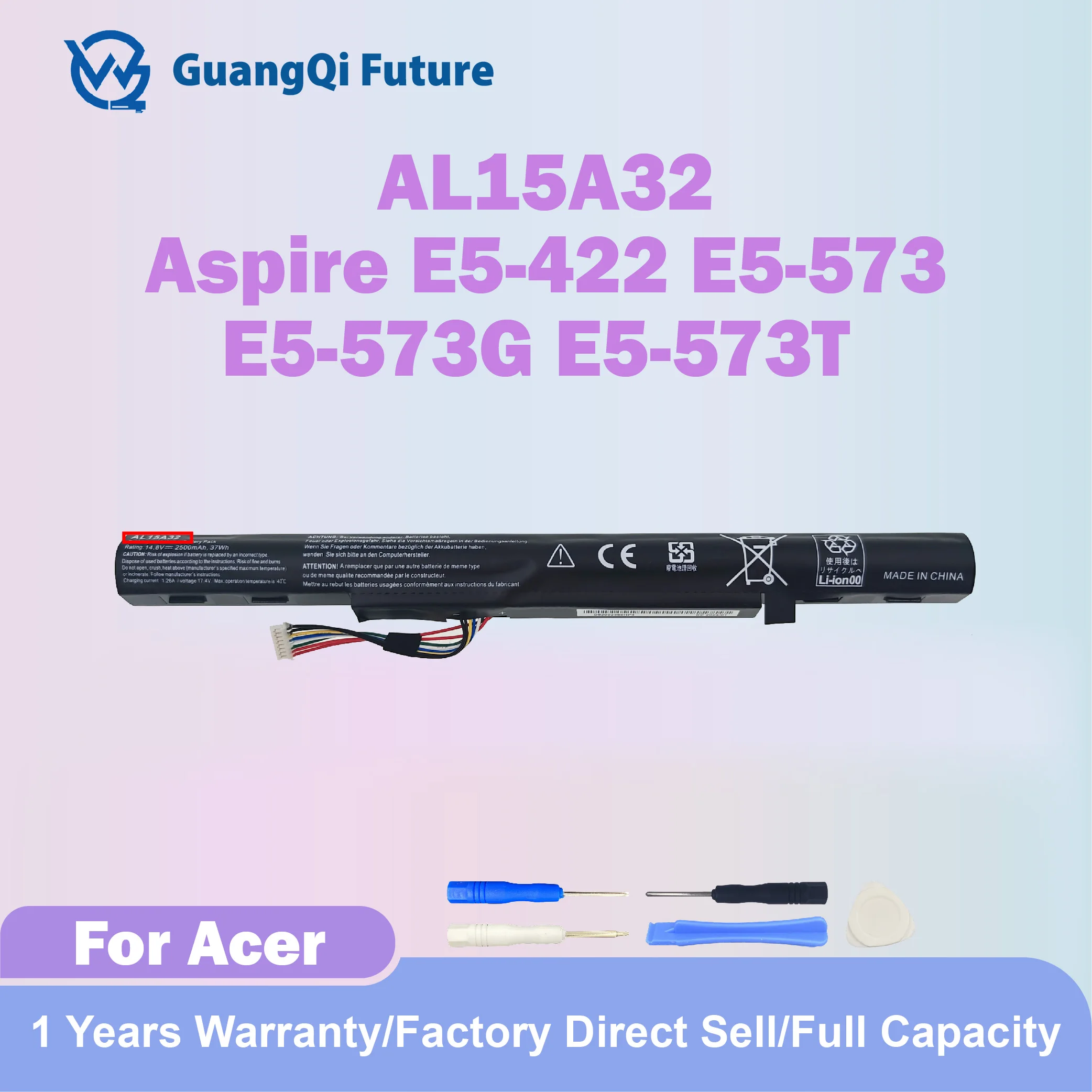AL15A32 14.8V 2500mAh Laptop Battery For Acer Aspire E5-553G E5-772G E5-573G E5-473G E5-573G-57IR E5-473G E5-473G-56T8 E5-522G P