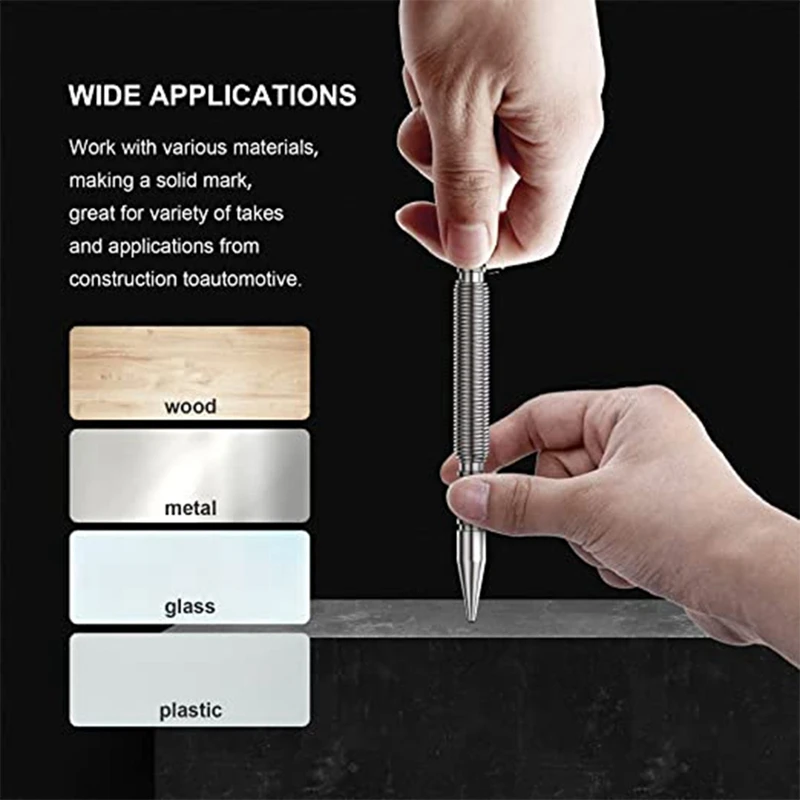 Center Hole Punch Spring Loaded Marker Metal Woodworking Drill Bit Door Pin Removal