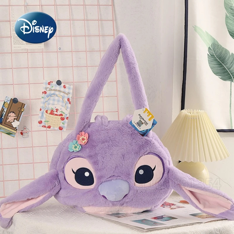 

Disney Angel's New Plush Handbag with Large Capacity, Fashionable Women's Plush Shoulder Bag, Luxury Cartoon Casual Women's Bag