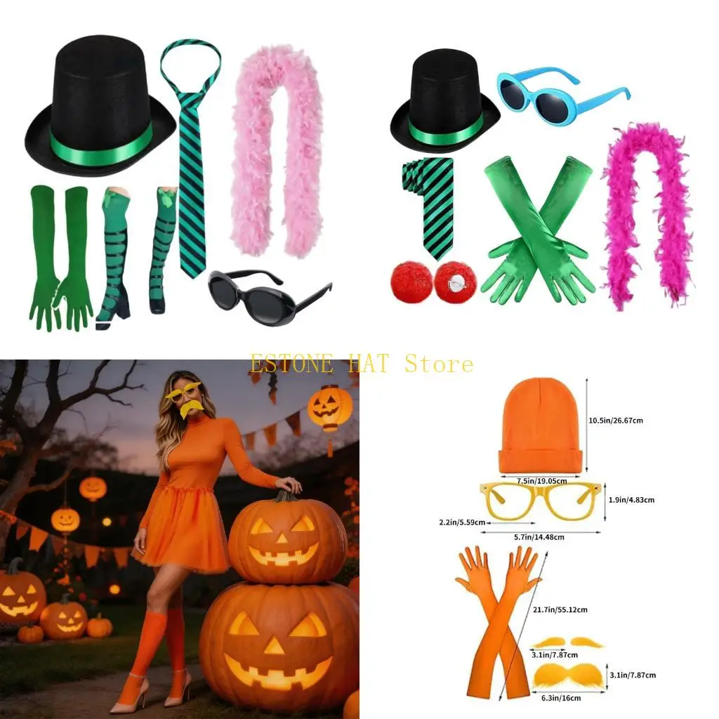 49MF Wizard Hat And Magical Tools Halloween Costume Accessory For Holiday Event