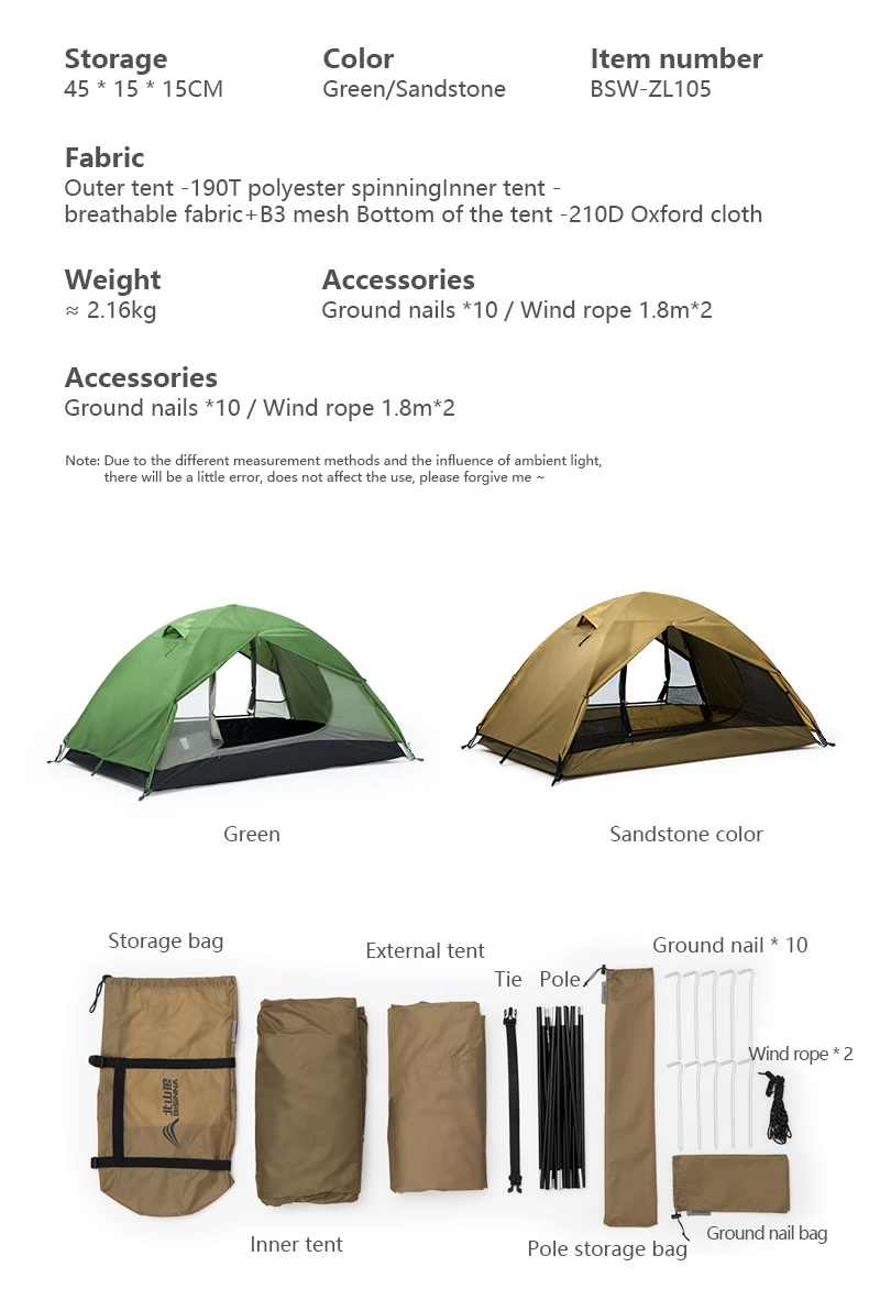 BISINNA Campingzelt für 2 Personen, tragbar, wasserdicht, Rucksackzelt, doppellagig, für Outdoor, Wandern, Reisen, Campingausrüstung – Detail 13
