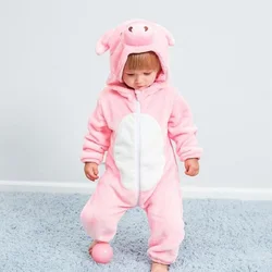 Baby Rompers Winter Flannel Animals Costume Toddler Infant Clothes Kids One-pieces Fox Cow Pig Owl Tiger Lion Rabbit Roupa Bebe