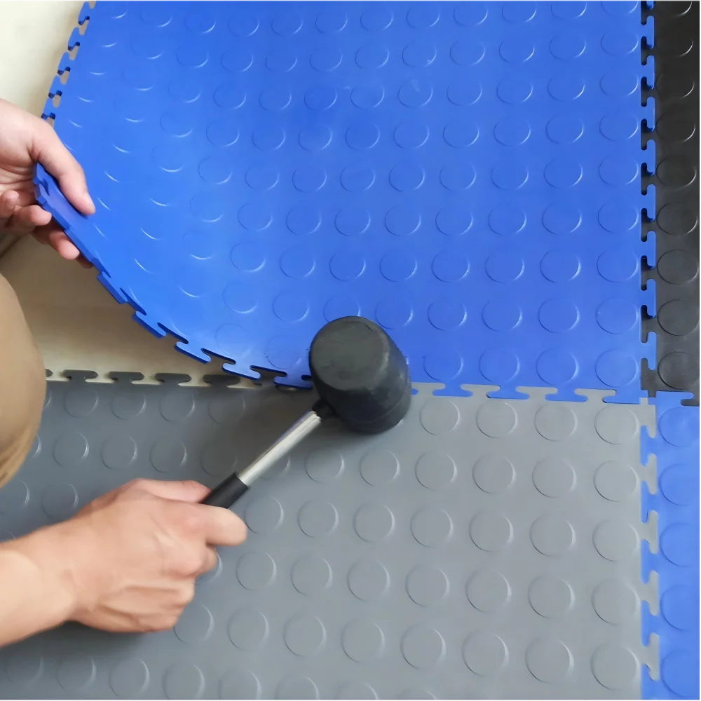 6mm Thick PVC Waterproof Eco-Friendly Anti-Scratch Anti-Slip Modular Floor Tiles Click Lock Installation for Indoor Garage