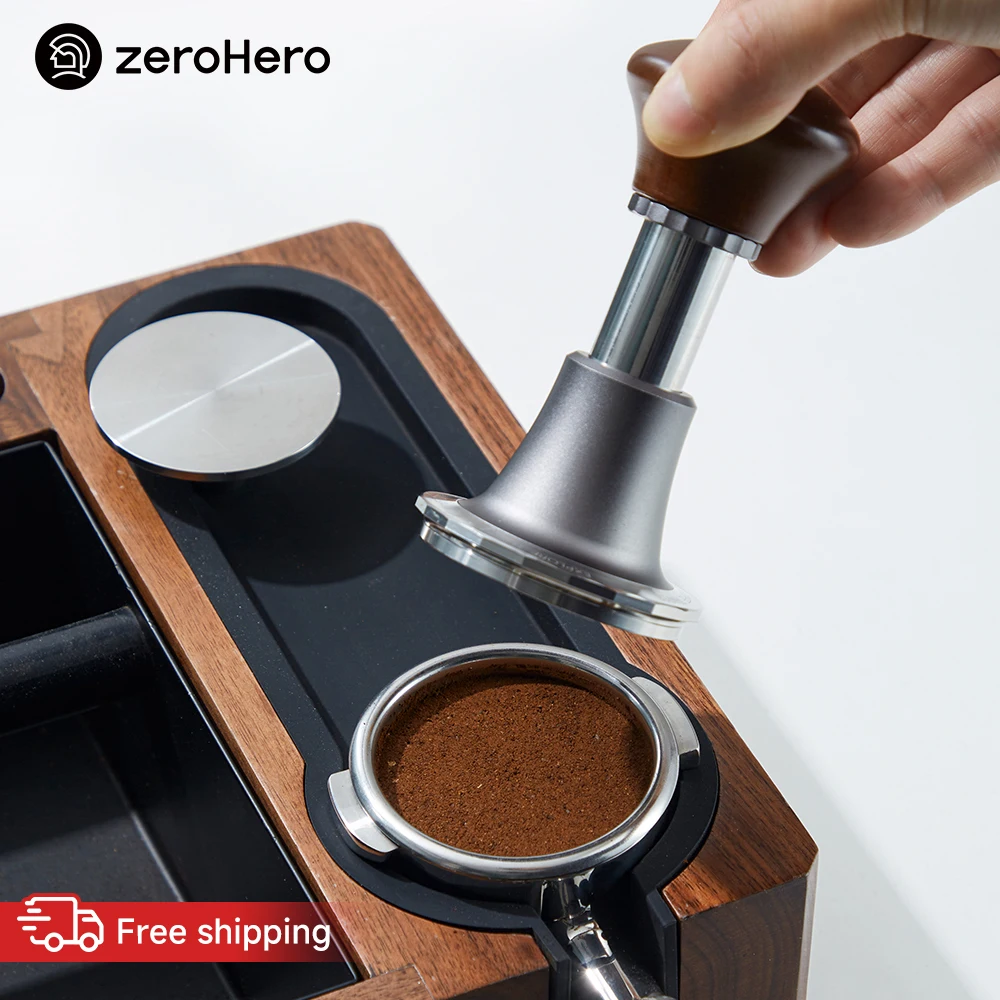 zeroHero Sword Coffee Tamper 30lb Constant Force Triple Spring Walnut Handle Adjustable 90 Degree Level Up Espresso Home Barista