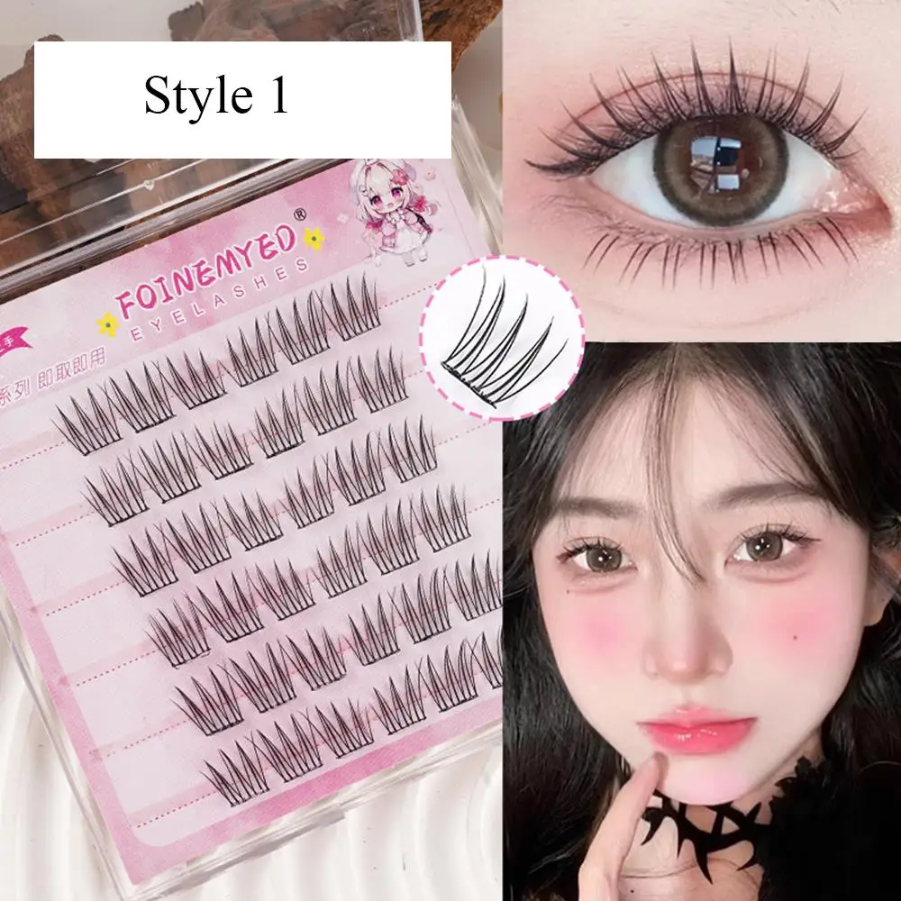 러시아 가짜 속눈썹 클러스터 속눈썹 3 행 전문 메이크업 속눈썹 도구 자연 스타일 DIY 클러스터 속눈썹 Premade Volume