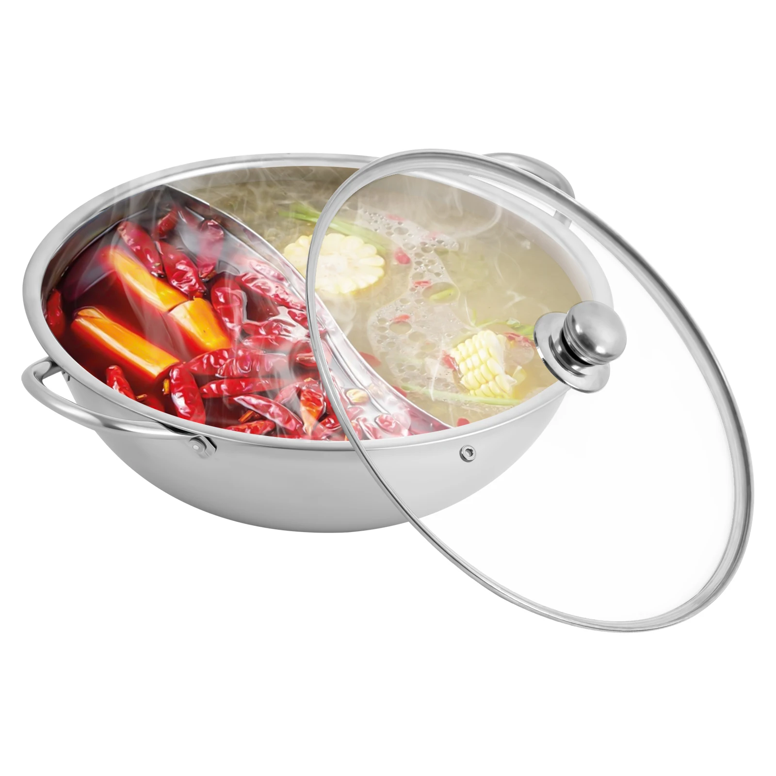 Ensemble de casseroles en acier inoxydable avec couvercle en verre, parfait pour Shabu et Shabu Sync der