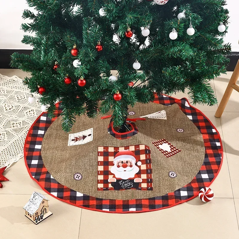 60cm Christmas Tree Skirt Red Christmas Tree Foot Cover Santa Claus Snowflake Christmas Tree Carpet Base Mat Decorations