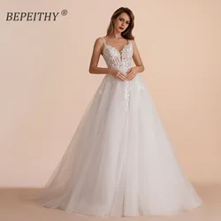 BEPEITHY Customized Boho Ivory A Line Lace Wedding Dresses For Bride Women 2023 Floor Length Sexy Garden White Bridal Gown New