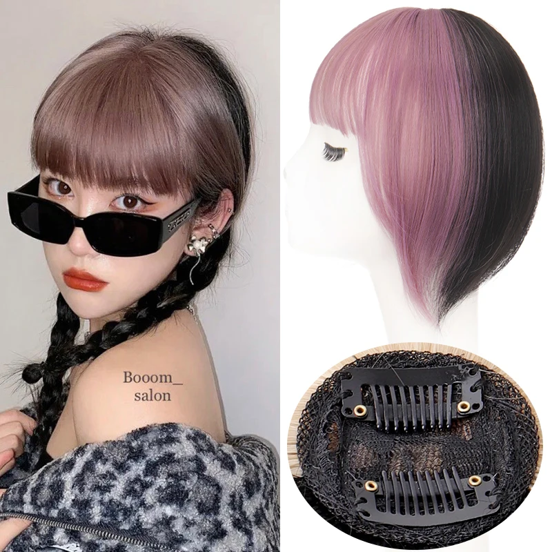 女性用合成繊維ヘアクリップ,ショートヘアピース,耐熱性,自然な短い偽の髪,エクステンションクリップ