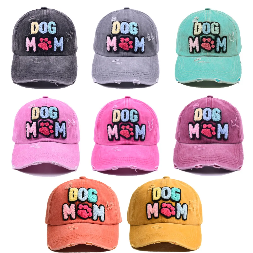 New Letter DOG MOM Baseball Cap Women's Outdoor Washed Visor Hat Fashion Female Chapeau Cotton Casquette Gorras Para Mujer