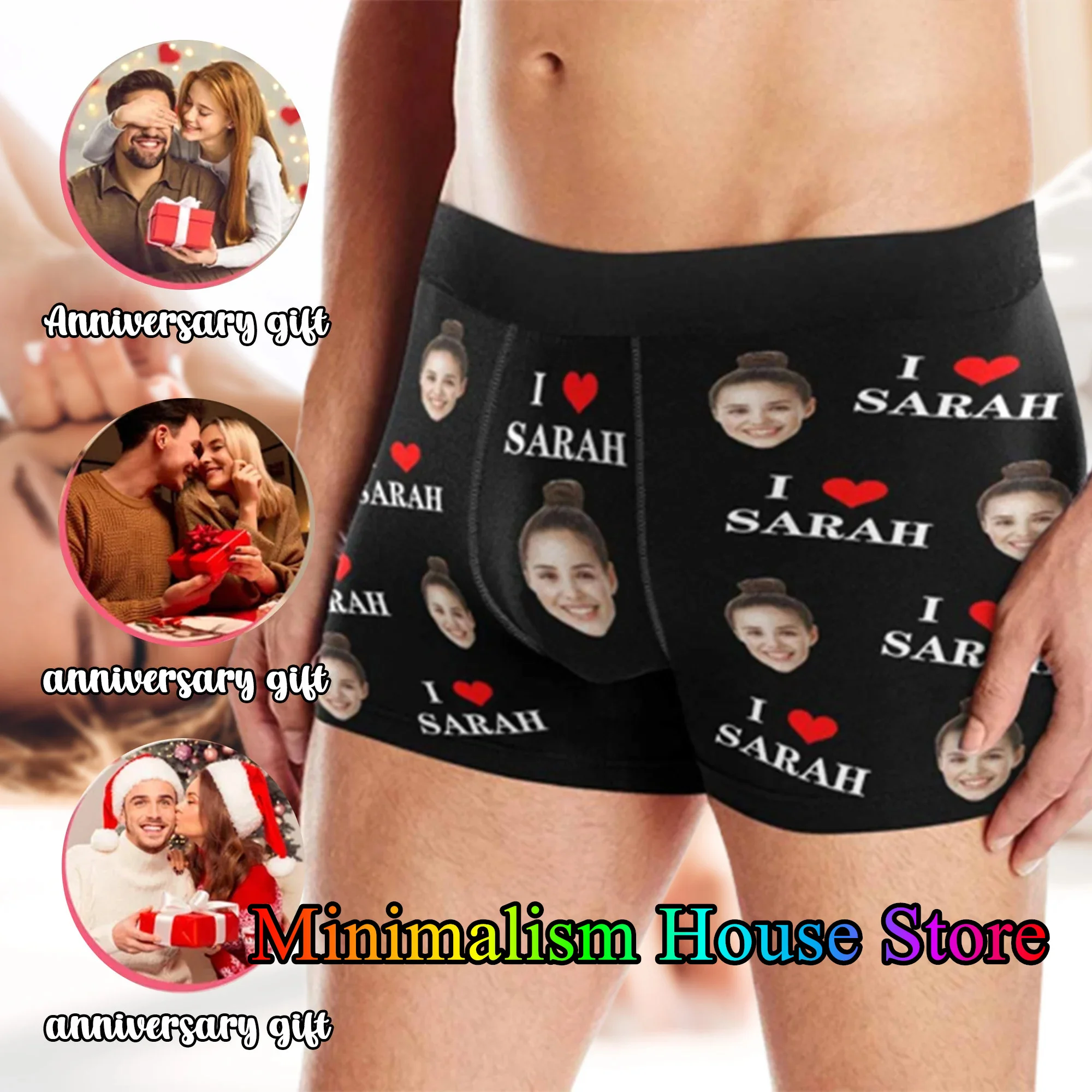 Custom Personalized Face Photo New Men's Underwear Valentine's Day Gift Boxer Shorts Panties Breathable Underpants For Homme