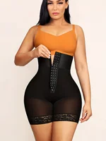 Faja Moldeadora de Cintura Alta para Mujer con Control de Abdomen, Cierre Ajustable de Gancho y Ojo, y Ribete de Encaje para Realce de Glúteos