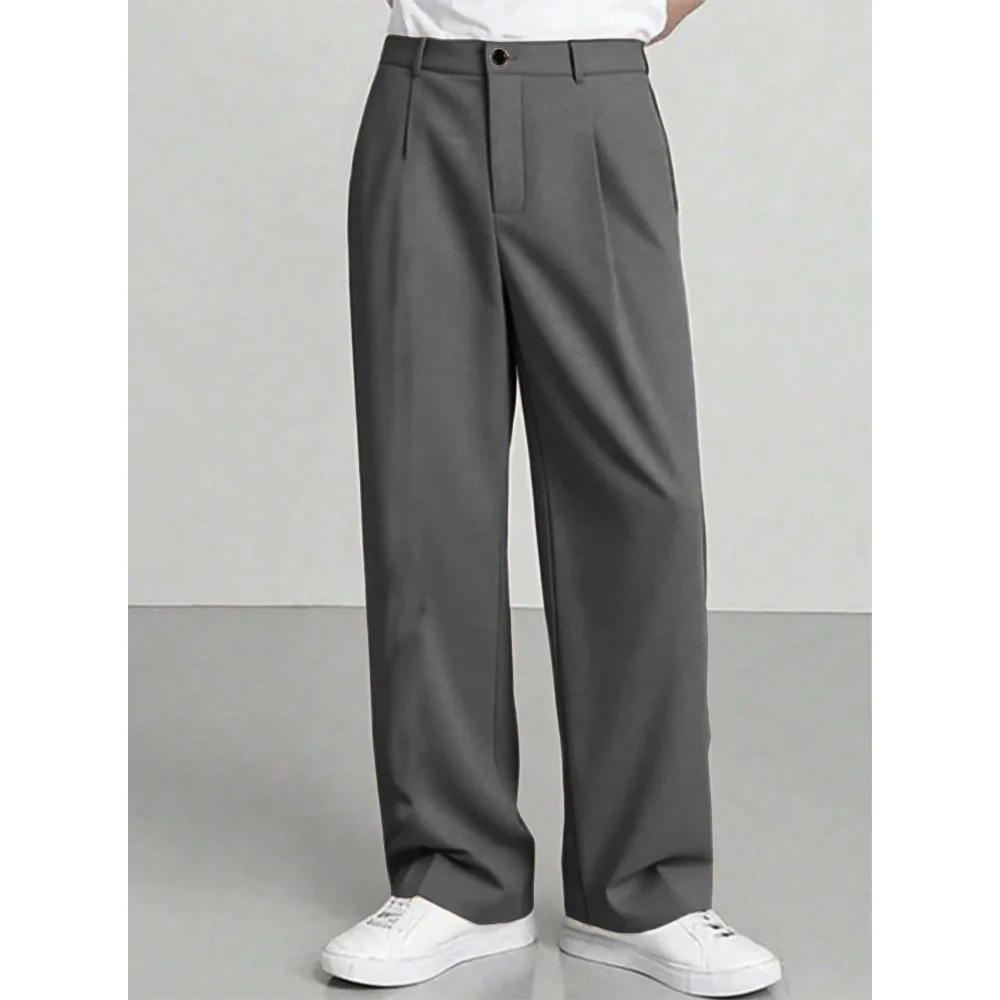 Mens Chino Suit Pants Straight Leg Classic Solid Color Formal Trousers Business Office Wear Flat Front Dress Pants for Men Casua