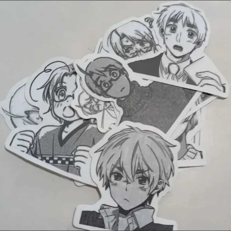 Axis Powers Hetalia Anime Sticker Ivan Alfred Arthur Aph Black White Manga Style Stickers School Supplies Ipad Phone Case Decor