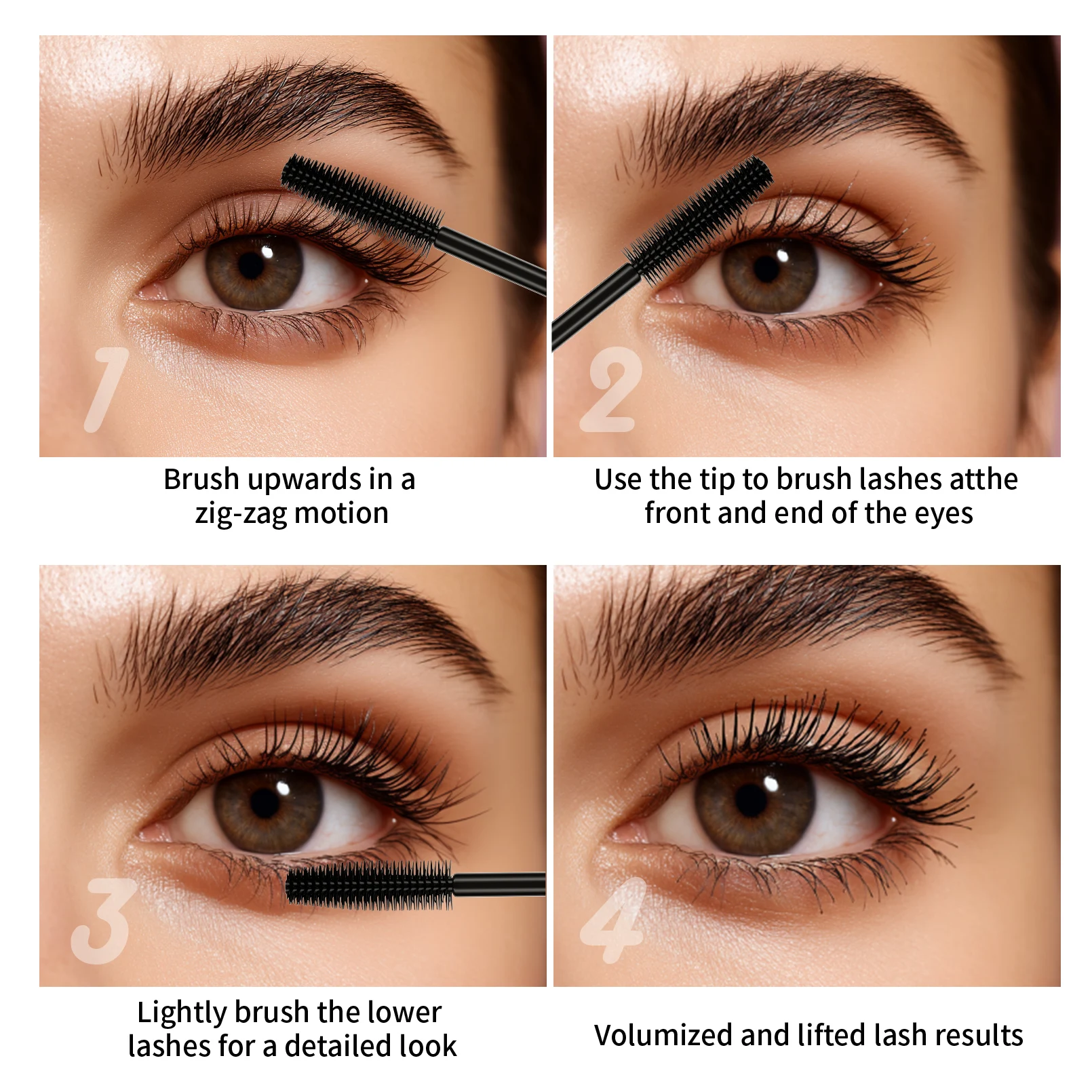 QIC Mascara 4D impermeabile Spessa lunga a prova di sbavature Carnoso crittografato Arricciatura a lunga durata Strumenti per il trucco degli occhi grandi