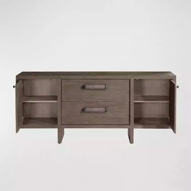 

American retro dining side cabinet medium antique solid wood tea cabinet ash wood aisle cabinet