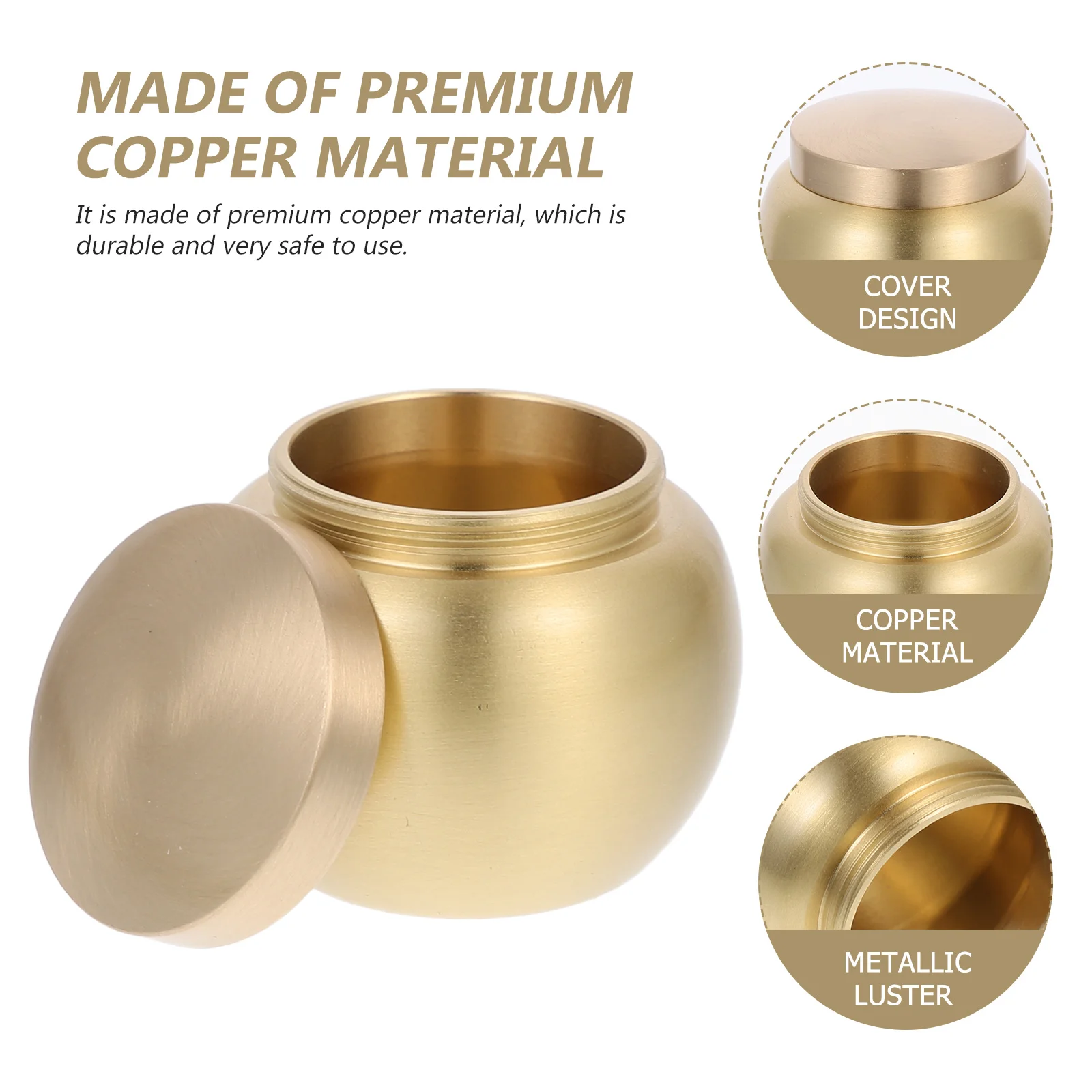 

1pc Copper Mini Ashes Urn For Pet Cinerary Storage Jar Durable Tea Canister Decorative Cinerary Casket Holder