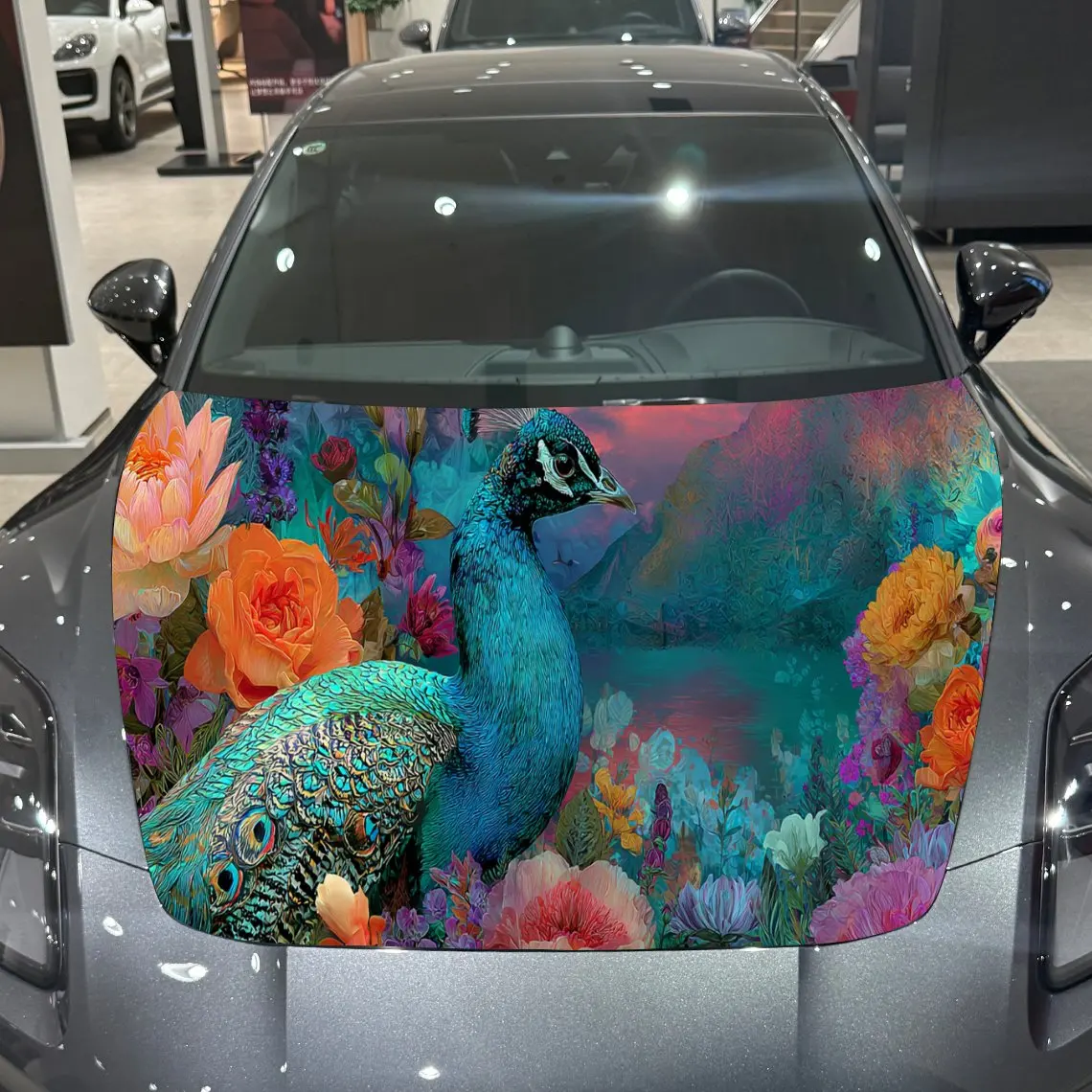 

Peacock of Brilliant Flowers Car Hood Vinyl Stickers Car Surface Protection Decal Car Decoration Cover Vinyl Wraps Waterproof Se
