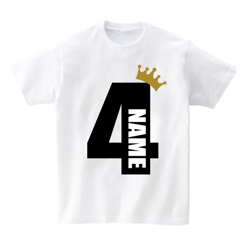 Kids T Shirt Customized Boys T Shirts Girl Clothing Personalised Birthday AGE NAME Crown Shirt Children Tees Baby Clothes Number