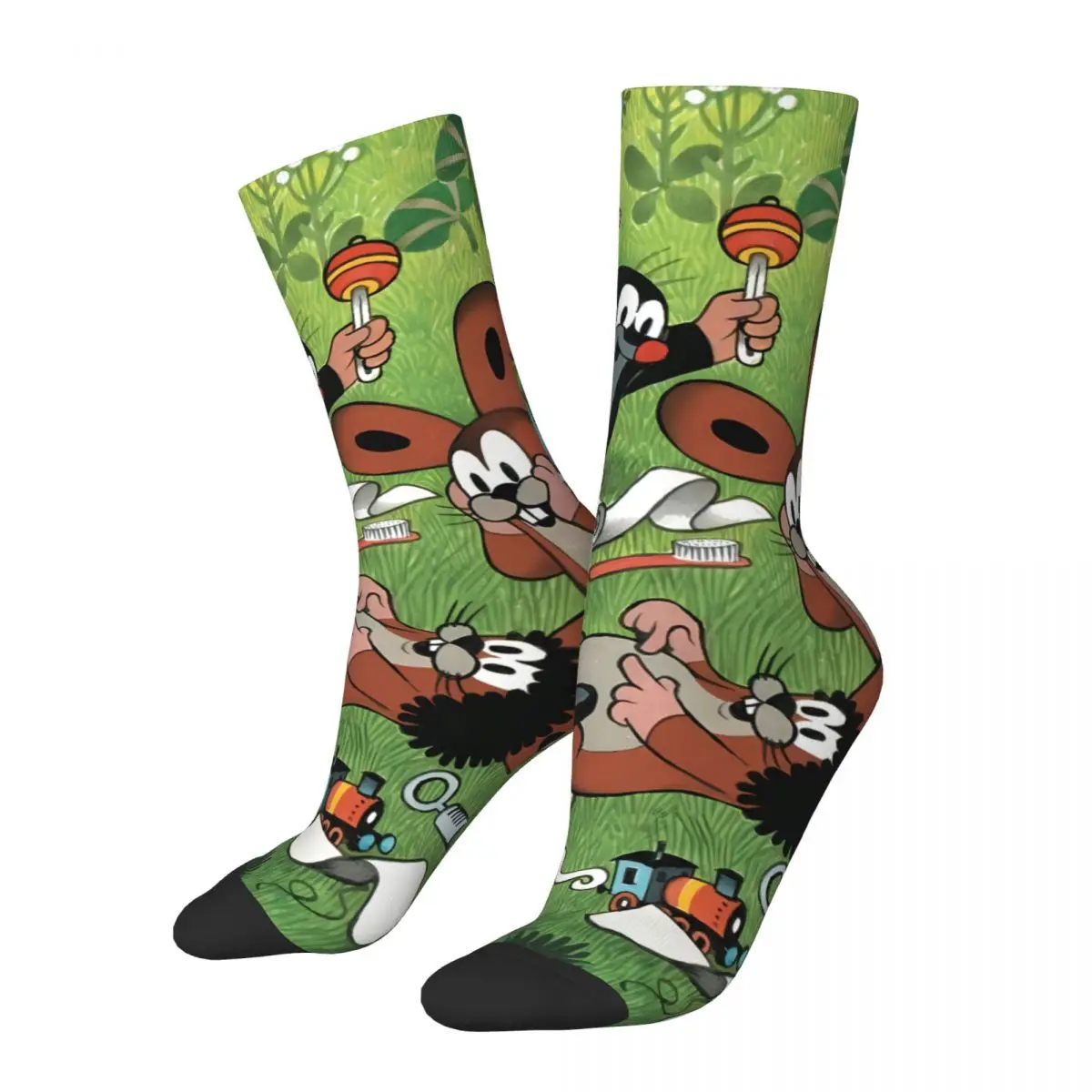 Funny Men's Socks The Mole Krtek Vintage The Little Mole Street Style Seamless Crew Sock Gift Pattern Printed