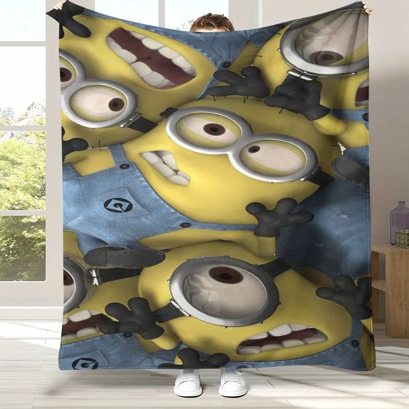 Funny Kawaii M-Minions Cartoon Soft Flannel Throw Blanket,Cozy Warm Blanket for Bed,Sofa,Living Room,Picnic,Home Decor,Gift Kid