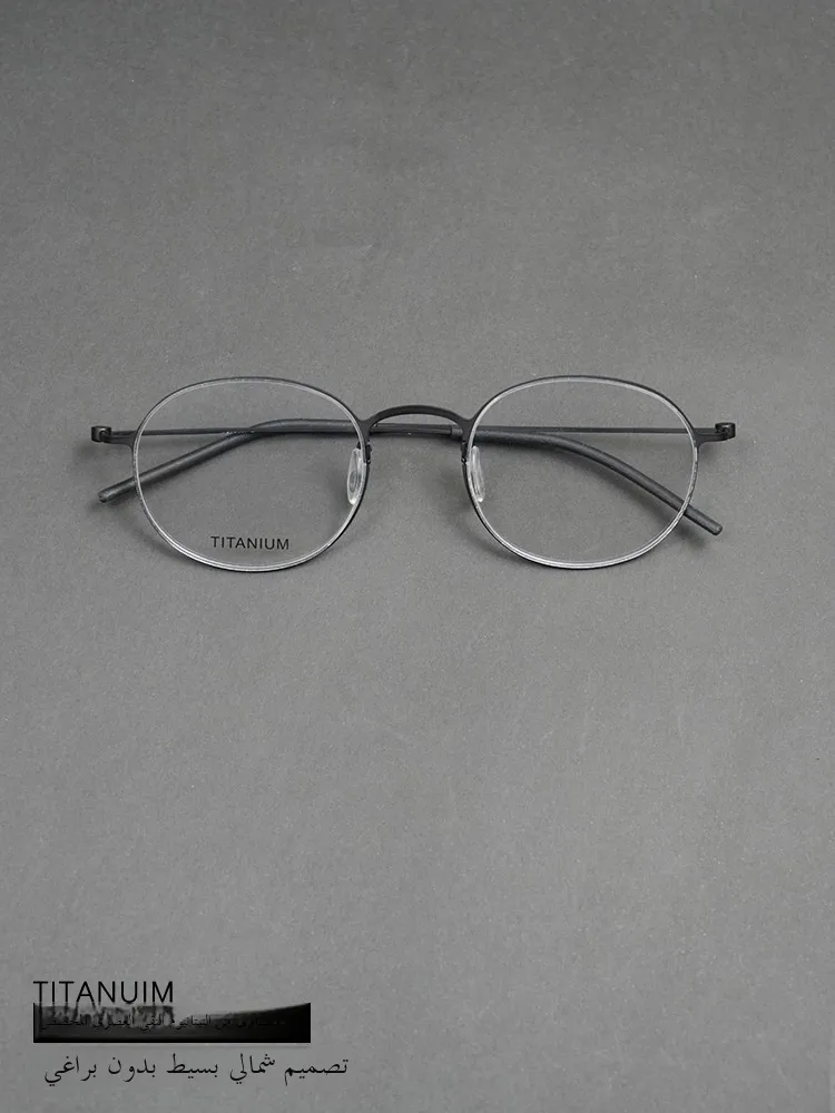 

Ultra-Light Pure Titanium Oval Frame Glasses Frame ex No-Screw Design Nordic mat for Nearsightedn Prescription ...