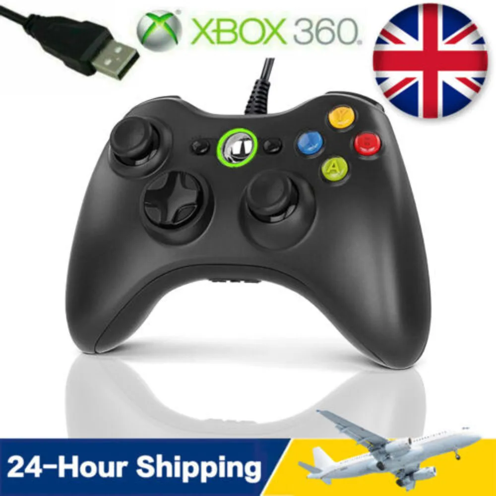 Xbox 360 Official Wired Controller With Breakaway Cable Black UK