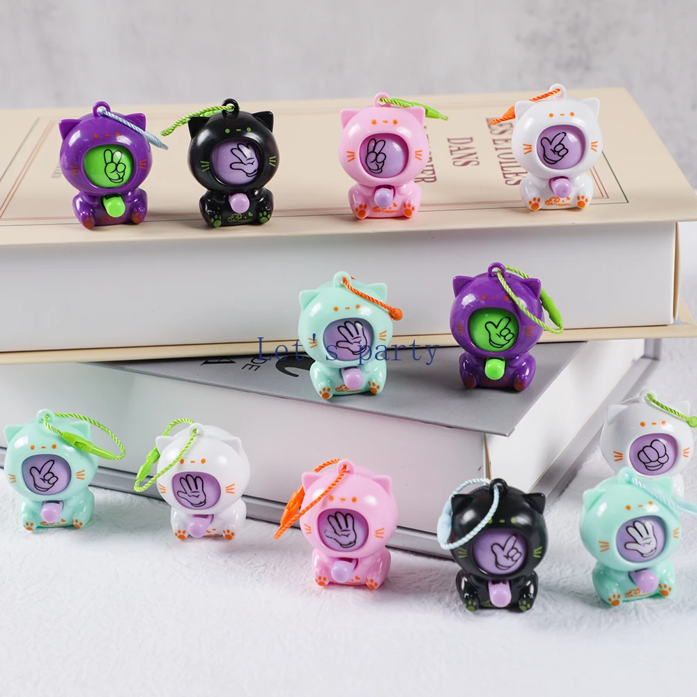 10 sztuk Mini słodki kociak rock-papier-nożyczki brelok zabawki dla dzieci upominki na przyjęcie urodzinowe torba na prezenty Baby Shower goście weselni prezenty