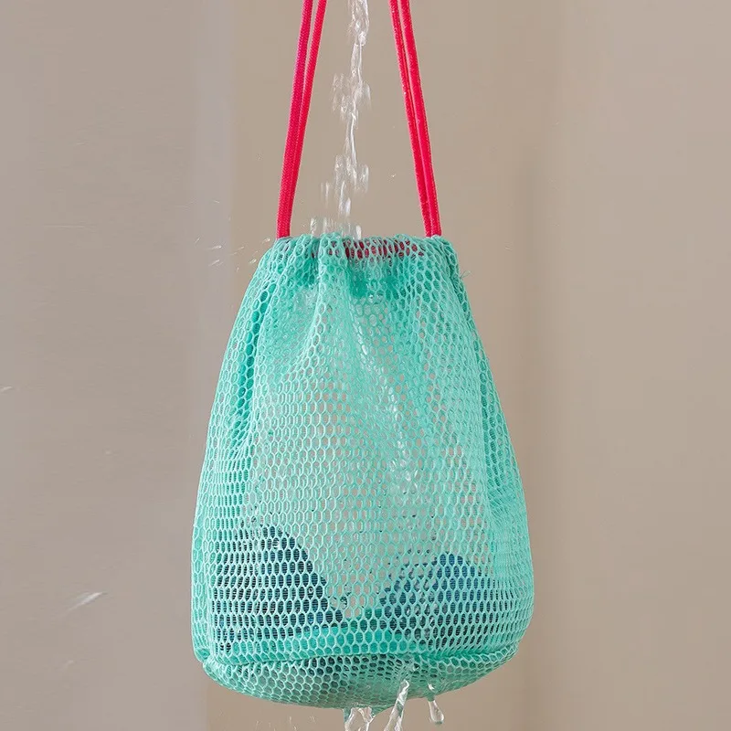 1PC Bright Colored Mesh Drawstring Bag Portable Minimalist Toiletry Cosmetic Travel Hand Carry Storage Pouch Wash Bag