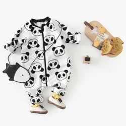 Sanlutoz Cute Panda Warm Fleece Cozy Winter Baby Rompers Long Sleeve Infants Little Kids Jumpsuits Clothing Zipper Korean Style