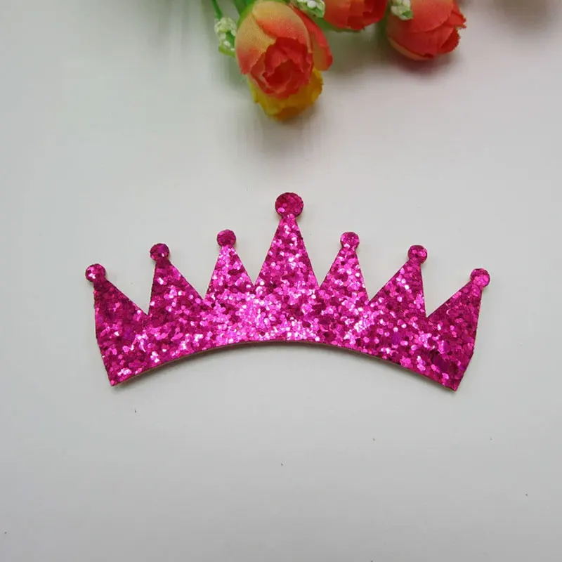 9x4cm 20pcs Kawaii Padded Glitter Crown Patches Appliques For Headdress Accessories Supplies DIY Craft Decoration