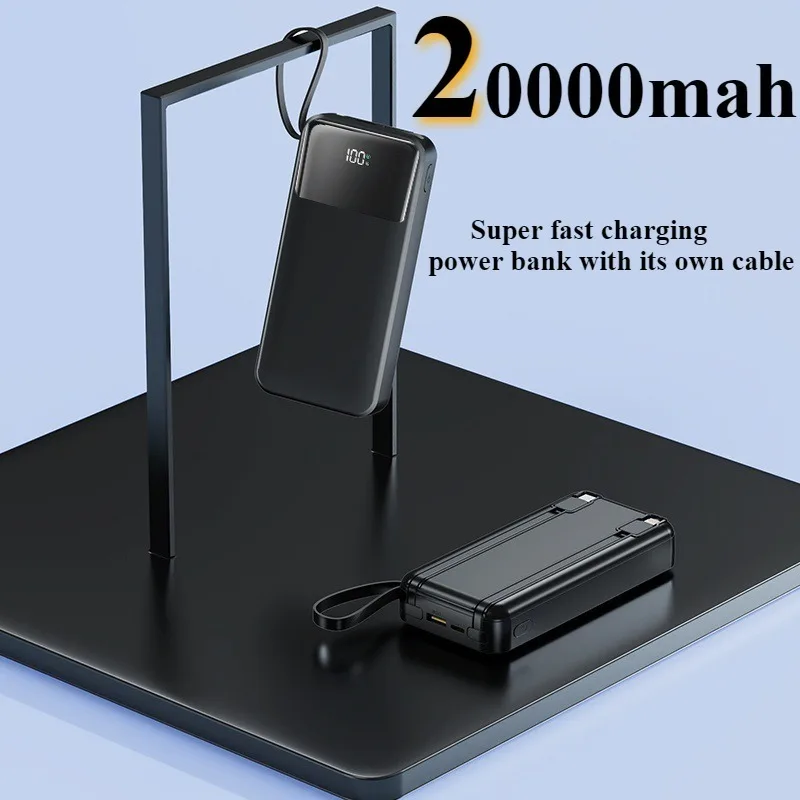 

Power Bank 20000mAh, 22.5W Portable Powerbank Built-in Cable, USB-C Travel Power Pack Fast Charging for Iphone, Huawei, Samsung