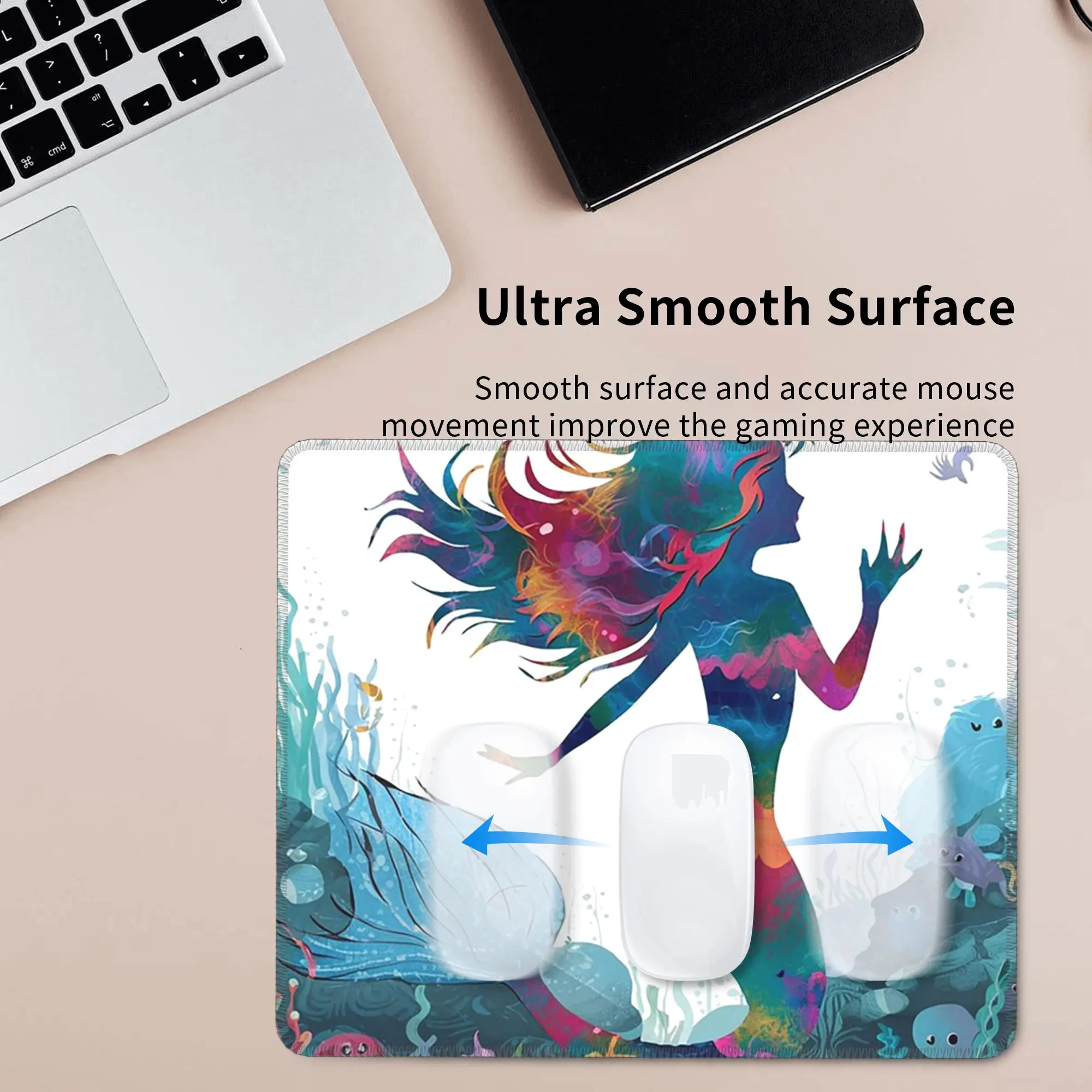 Vibrant Mermaid Design Mouse Pad Computer Keyboard Mouse Mat Gaming PC Laptop Desk Mat Office Table Mats