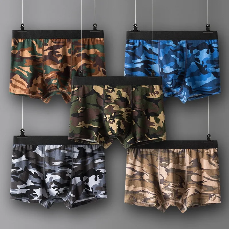 

Sports Underwear Boxer Men Military Camouflage Men's Underpants Cotton Shorts Trunks Man Large Size Long Boxers For Men Gift