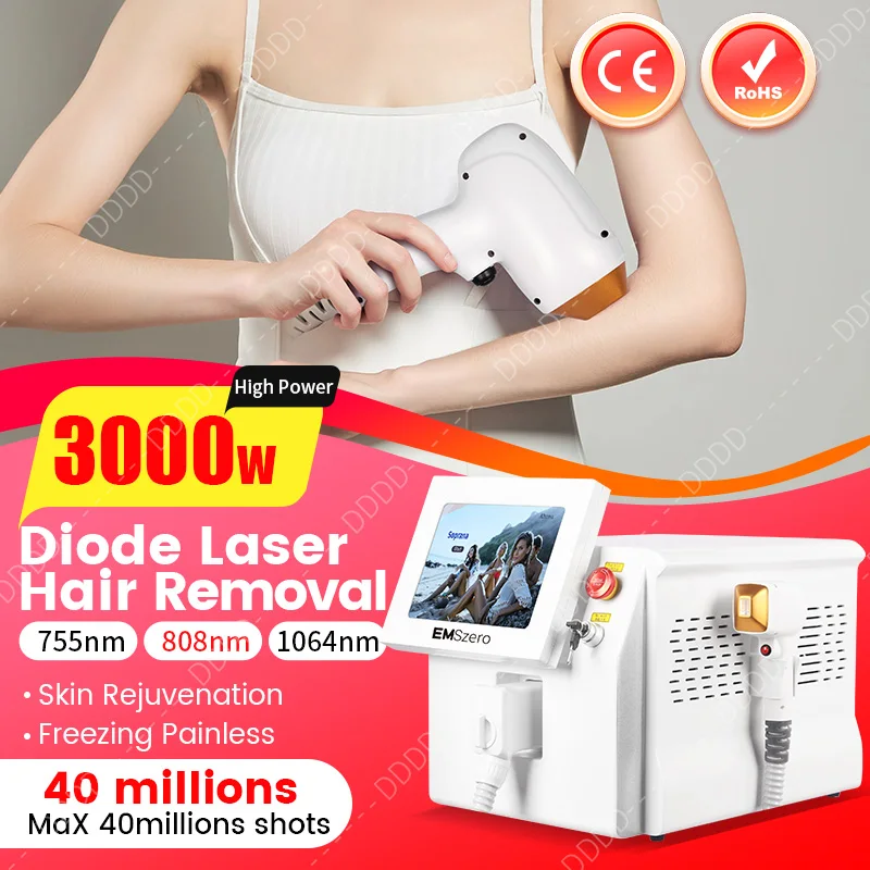 

Factory Price 3000W Laser Ice Platinum Triple Wavelength 755 808 1064 Ice Diode Laser effective Hair Removal Machine