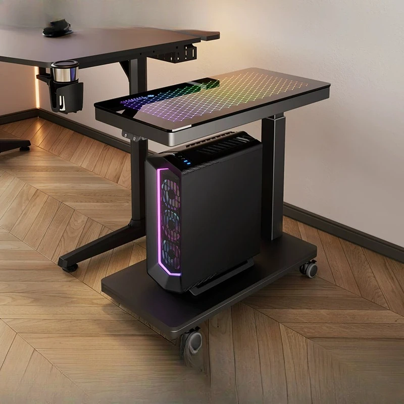 Luminous host bracket Tempered glass Movable chassis Shelf Ambient light Lifting trolley