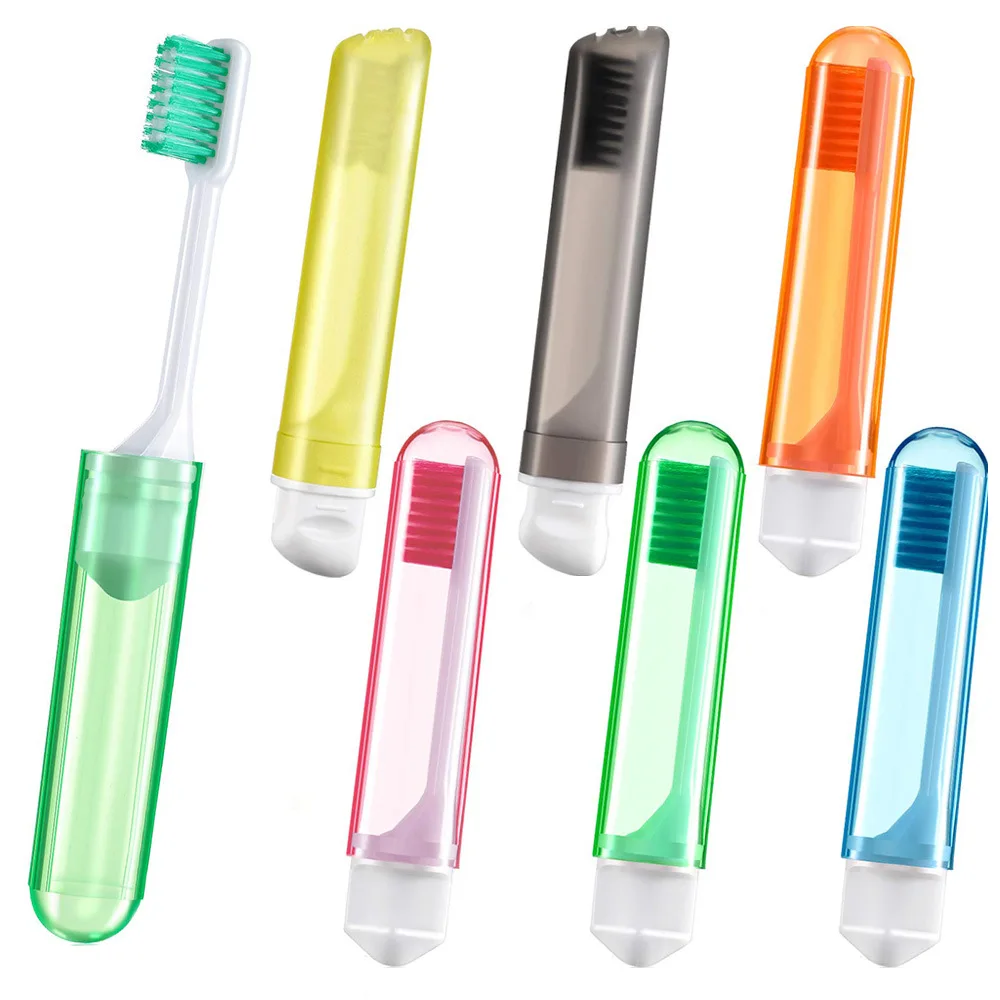 6 Pieces Travel Toothbrush Set, Soft Bristle Portable Mini Foldable Tooth Brush with Case Travel Size Toiletries Stuff