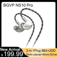 BGVP NS10 Pro 6mm Planar Earphone 8BA+2DD Drive In-Ear Wired Monitor HIFI Earphones with 2-in-1 Replaceable Plug MMCX Cable