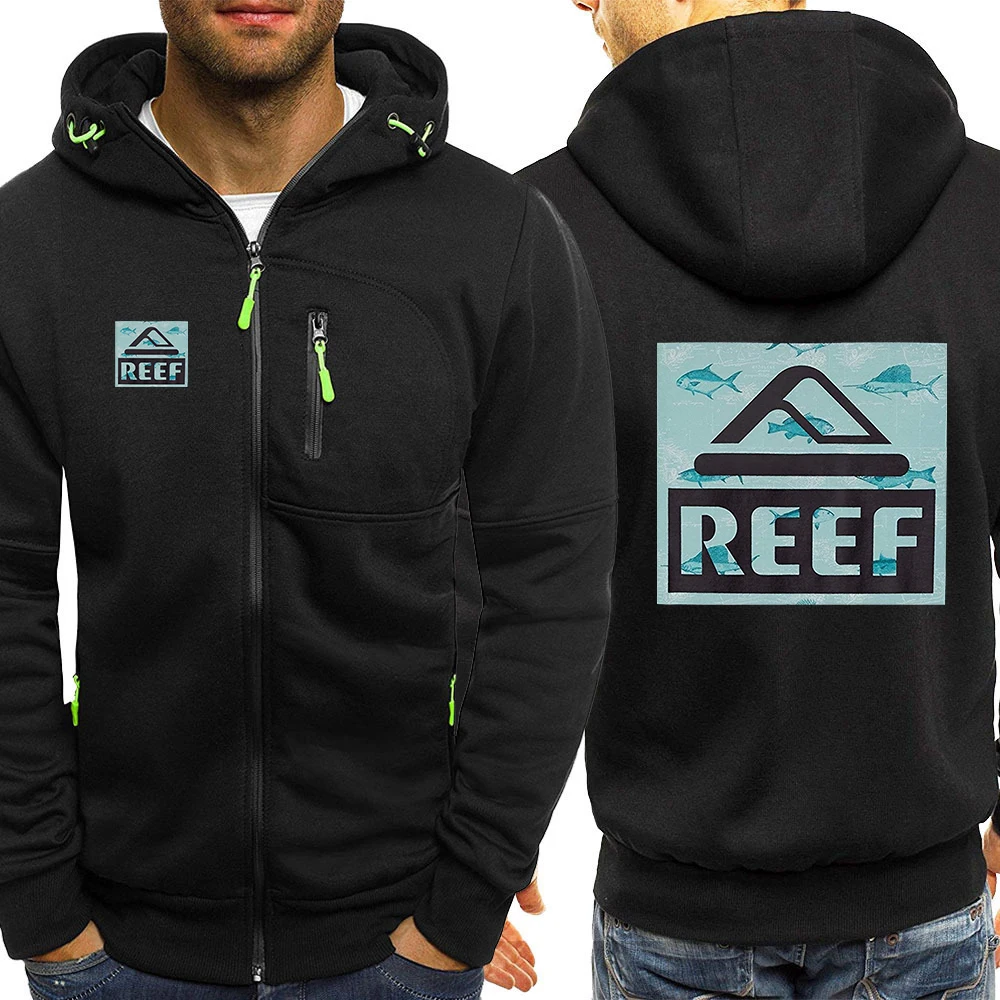 2025 Spring And Autumn Man's Reef Logo Print Fashion Casual Hoodies Pullovers Sweatshirts Zipper Coat Slim Versatile Jacket