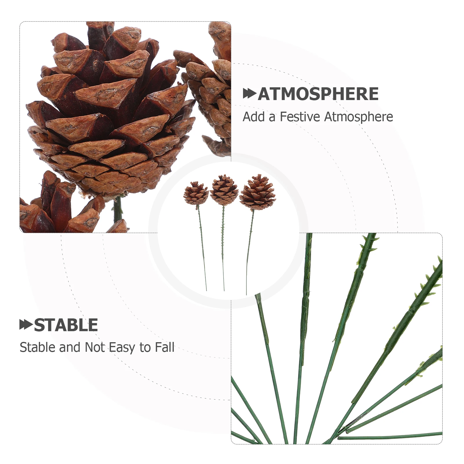 

30Pcs Artificial Pine Cone Christmas Floral Picks vase Arrangement Filler Pine Nuts Holly Branch Xmas Tree Ornaments Home Decor